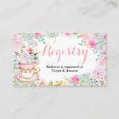Tea Party Baby shower Pastel Floral Registry Informatiekaartje (Voorkant)