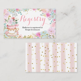 Tea Party Baby shower Pastel Floral Registry Informatiekaartje
