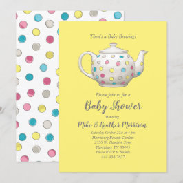 Tea Party Baby shower Polka Dot Genderneutraal Kaart
