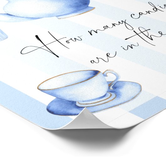 Tea Party baby shower Raad eens hoeveel snoepjes Poster (Hoek)