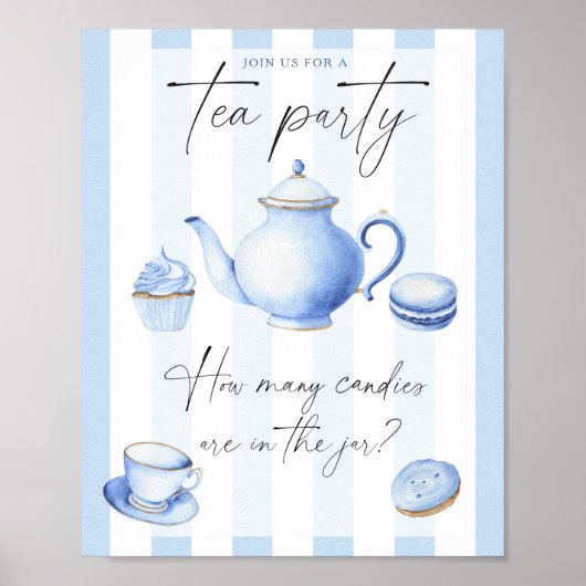 Tea Party baby shower Raad eens hoeveel snoepjes Poster (Voorkant)