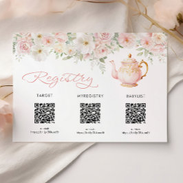 Tea Party Baby Shower Registry Card Enclosure Informatiekaartje