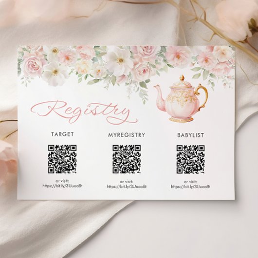 Tea Party Baby Shower Registry Card Enclosure Informatiekaartje