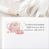 Tea Party Baby shower Retour Adreslabel Etiket (Insitu)