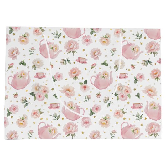 Tea Party Baby shower Roze Bloemen Grote Geschenkt Groot Cadeauzakje