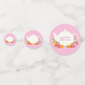 Tea Party Baby shower Roze Confetti (Achterkanten)