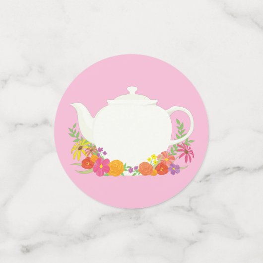Tea Party Baby shower Roze Confetti (Kleine voorkant)