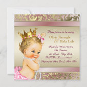 Tea Party Baby shower roze en goud Kaart (Achterkant)