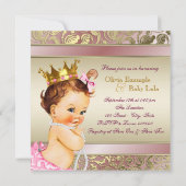 Tea Party Baby shower roze en gouden parel Kaart (Achterkant)