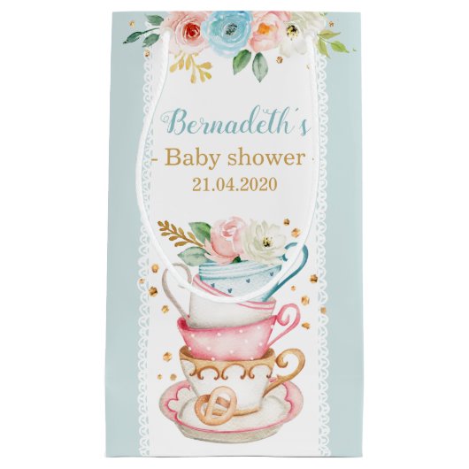 Tea Party Baby shower Small Gift Bag Klein Cadeauzakje (Voorkant)