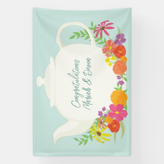 Tea Party Baby shower Spandoek (Verticaal)
