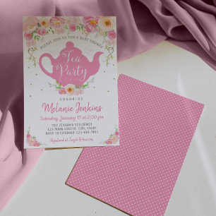 Tea Party Baby shower Sprinkle Invitation Kaart