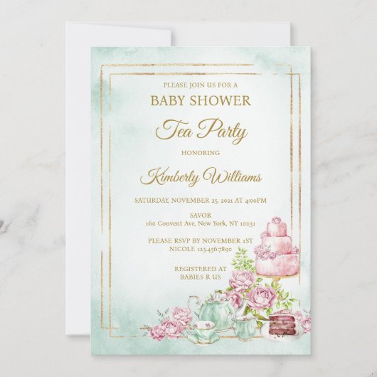 Tea Party Baby shower Sprinkle Kaart (Voorkant)