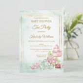 Tea Party Baby shower Sprinkle Kaart (Staand voorkant)