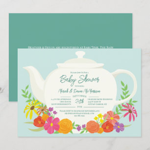 Tea Party Baby shower teapot Kaart