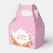 Tea Party Baby shower Teapot roze Girl Bedankdoosjes (Achterkant)