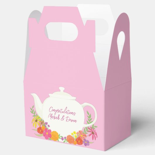 Tea Party Baby shower Teapot roze Girl Bedankdoosjes (Geopend)