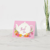 Tea Party Baby shower Teapot roze Girl Dank je Bedankkaart (Voorkant)