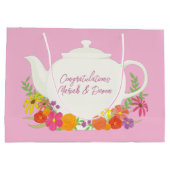 Tea Party Baby shower Teapot roze Girl Groot Cadeauzakje (Achterkant)