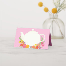 Tea Party Baby shower Teapot roze Girl Plaatskaartje