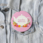 Tea Party Baby shower Teapot roze Girl Ronde Button 4,0 Cm (In situ)