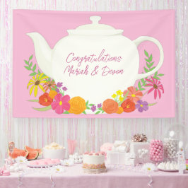 Tea Party Baby shower Teapot roze Girl Spandoek