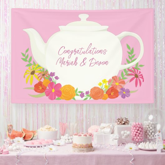 Tea Party Baby shower Teapot roze Girl Spandoek (Feest)