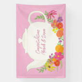Tea Party Baby shower Teapot roze Girl Spandoek (Verticaal)