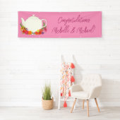 Tea Party Baby shower Teapot roze Girl Spandoek (Insitu)