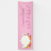 Tea Party Baby shower Teapot roze Girl Spandoek (Verticaal)