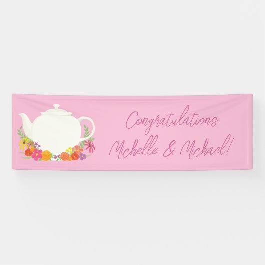 Tea Party Baby shower Teapot roze Girl Spandoek (Horizontaal)
