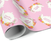 Tea Party Baby shower Teapot Spring Floral Cadeaupapier (Rol Hoek)