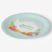 Tea Party Baby shower Teapot Spring Floral Papieren Bordje (Gekanteld)