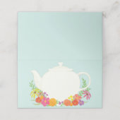 Tea Party Baby shower Teapot Spring Floral Plaatskaartje (Buitenkant ongevouwen)