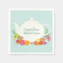 Tea Party Baby shower Teapot Spring Floral Servet
