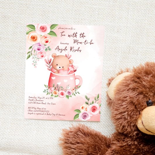 Tea party baby shower teddy mok budget nodigt uit