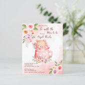Tea party baby shower teddy mok budget nodigt uit (Staand voorkant)