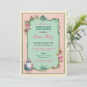 Tea Party Baby shower Tuin Theepot Uitnodiging (Staand voorkant)