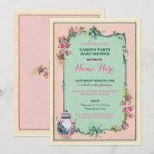 Tea Party Baby shower Tuin Theepot Uitnodiging (Voorkant / Achterkant)