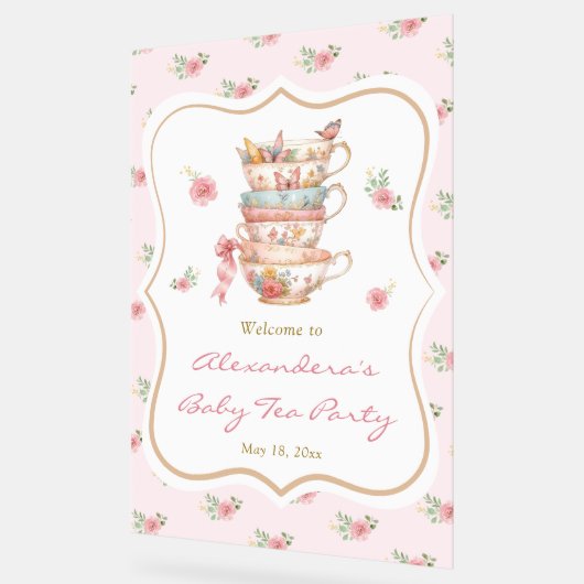 Tea Party Baby shower Welkom Acryl Bord (Hoek)