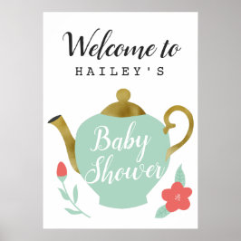 Tea Party Baby shower Welkomstteken Poster
