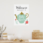 Tea Party Baby shower Welkomstteken Poster (Keuken)