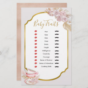 Tea Party Baby Traits Games Shower