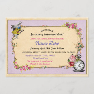 Tea Party Bachelorette Rabbit Paars Invite Kaart