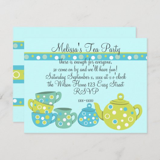 Tea Party Bedotted Kaart (Voorkant / Achterkant)