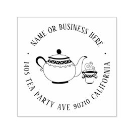  Tea Party BedrijfsNaam en Terugkeeradres Zelfinktende Stempel