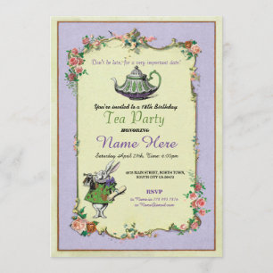 Tea Party Birthday Alice in Wonderland Uitnodiging