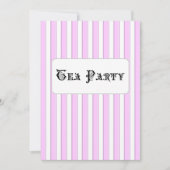 Tea Party Birthday Custom roze Striped Invitations Kaart (Voorkant)