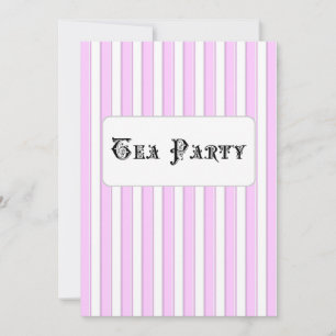 Tea Party Birthday Custom roze Striped Invitations Kaart