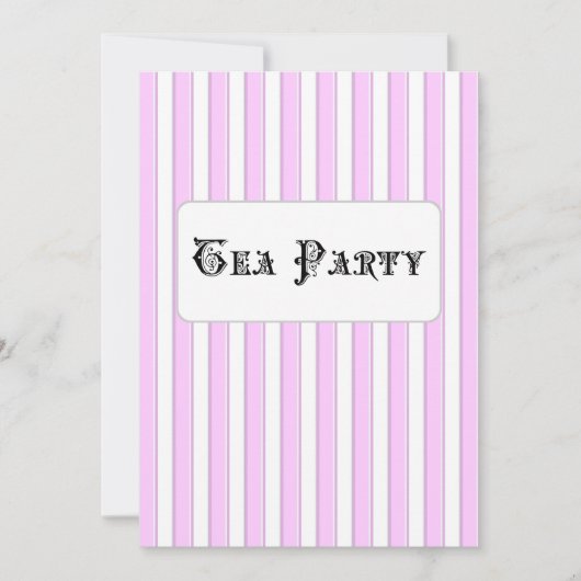 Tea Party Birthday Custom roze Striped Invitations Kaart (Voorkant)